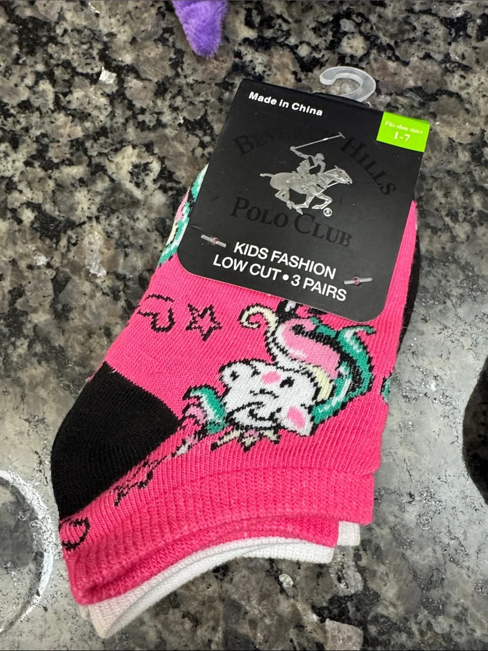 Beverly Hills Polo Club girls socks and bath sponge NWT shoe size 1-7